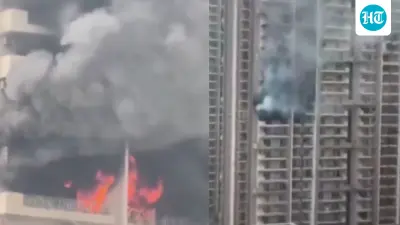 Noida high-rise evacuated after fire in 12th floor flat, video captures flames