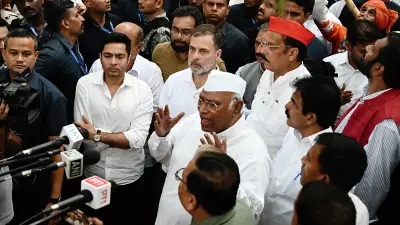 INDIA bloc heads to Rajghat as Kharge hosts second lunch for Oppn MPs